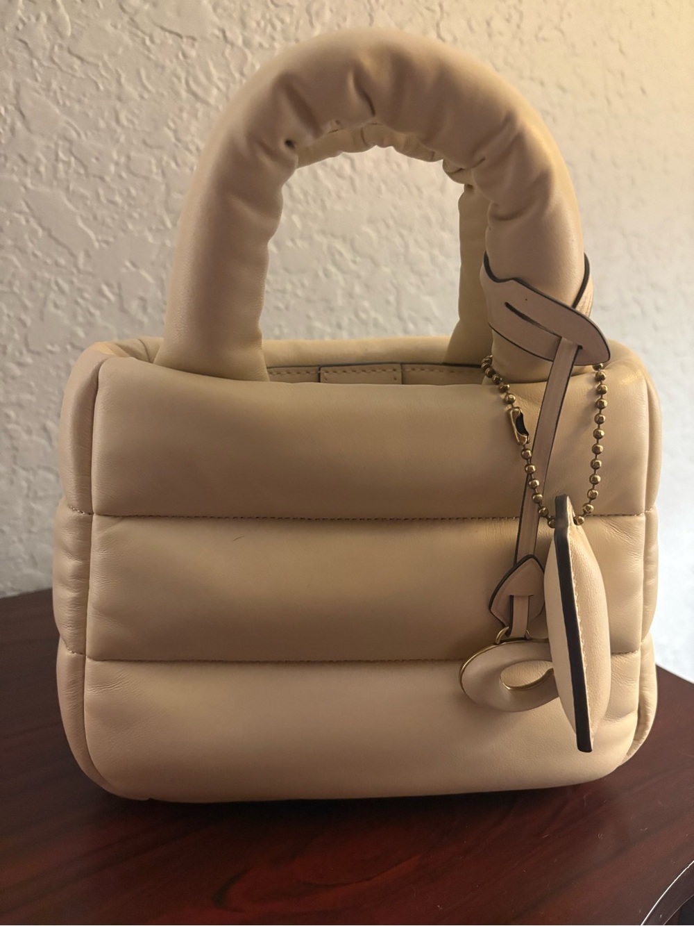 Coach Padded Mini Top-Handle Bag in Cream